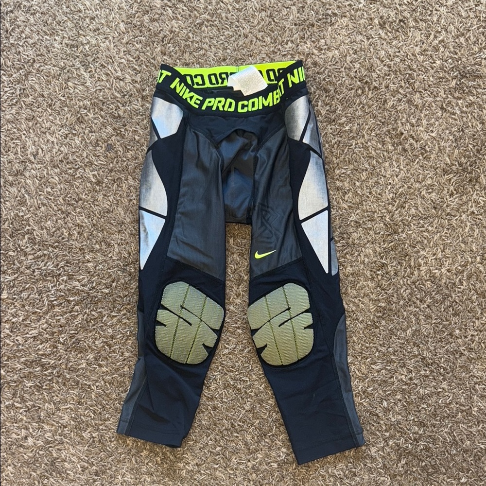 Nike Kids Black and Green Pro Combat Leggings